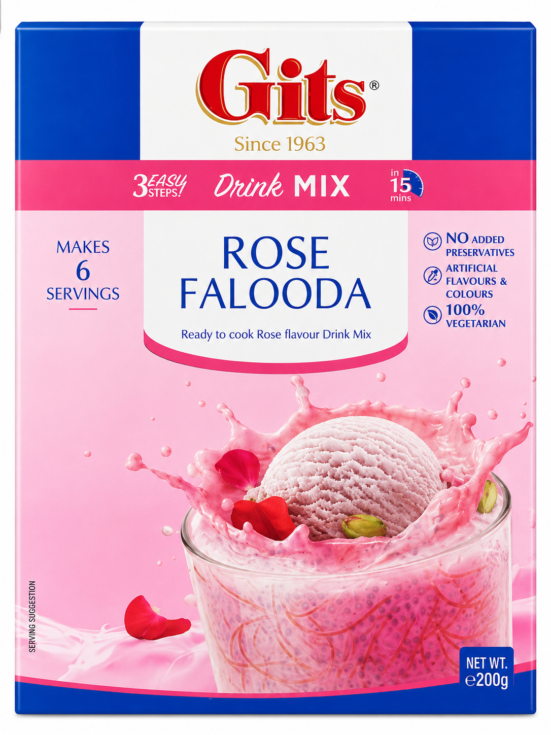 Gits Rose Falooda Drink Mix 200g