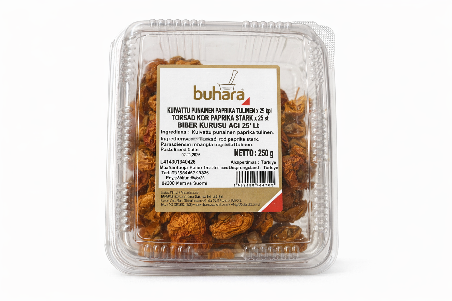 Buhara Dried Hot Red Paprika (Whole) – 0.25kg