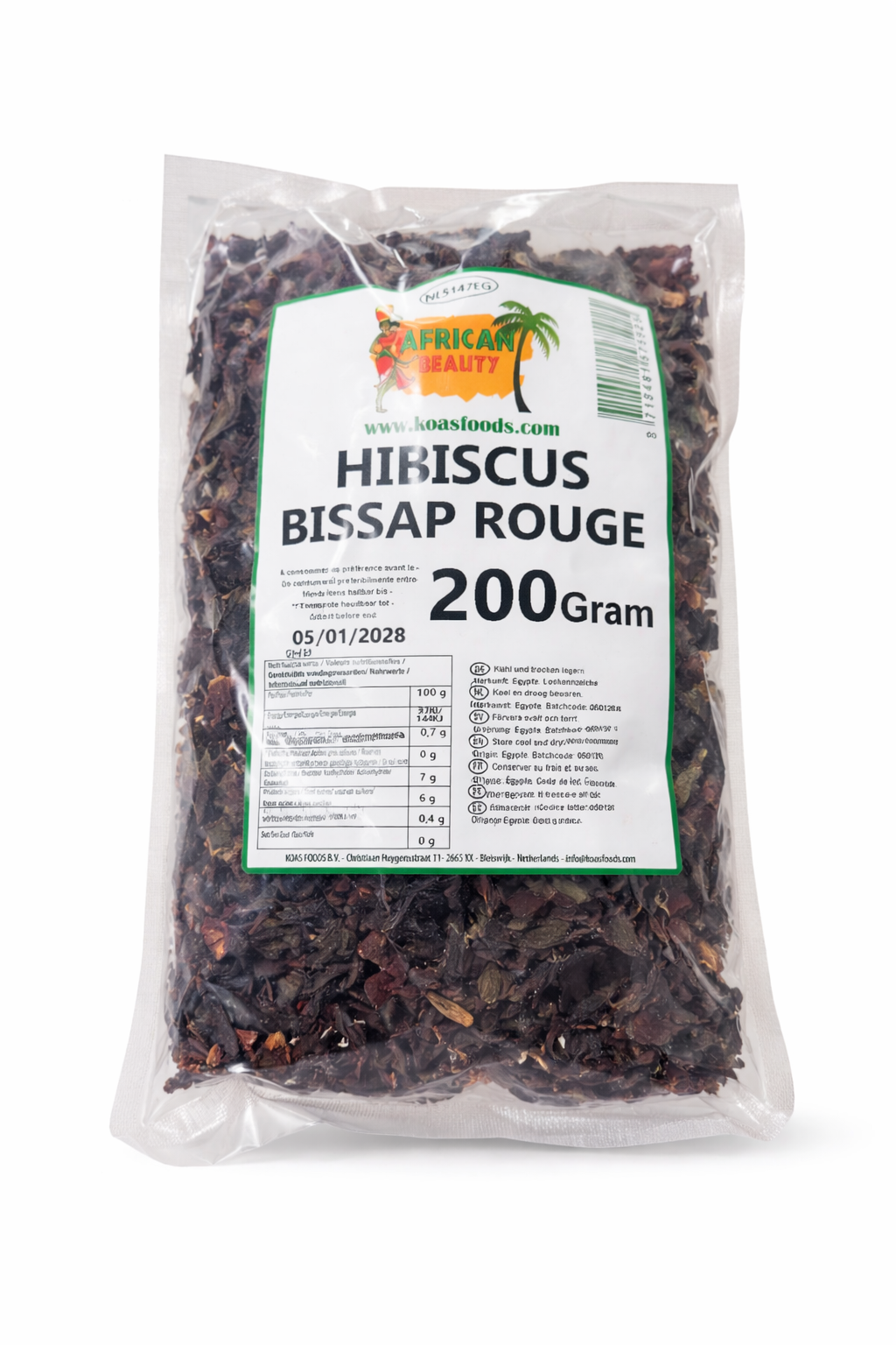 African Beauty Hibiscus (Bissap Rouge) Dried Herbal Tea – 200g
