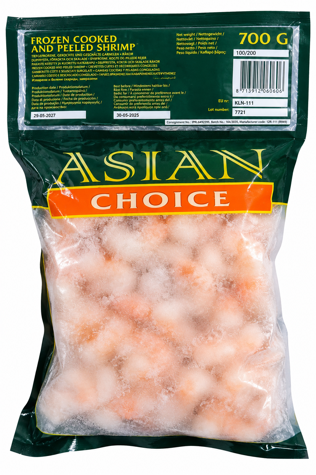 Asian Choice Frozen Cooked & Peeled Shrimp – 700g
