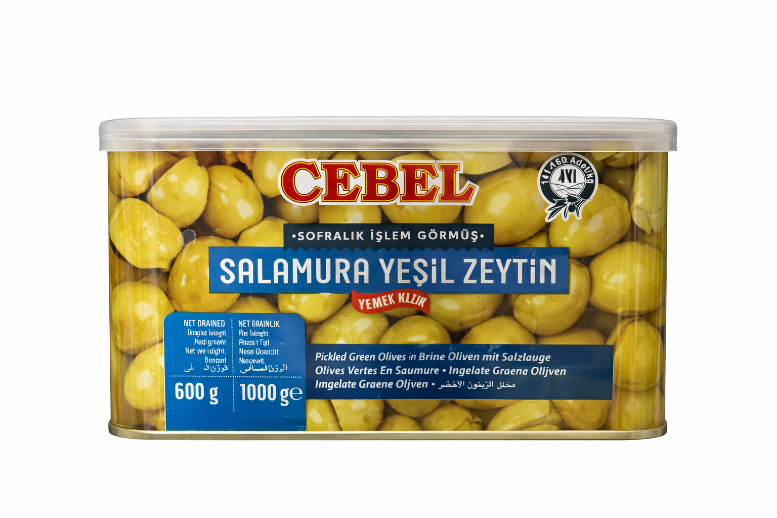 Cebel Salamura Yeşil Zeytin (Pickled Green Olives in Brine) – 1000g