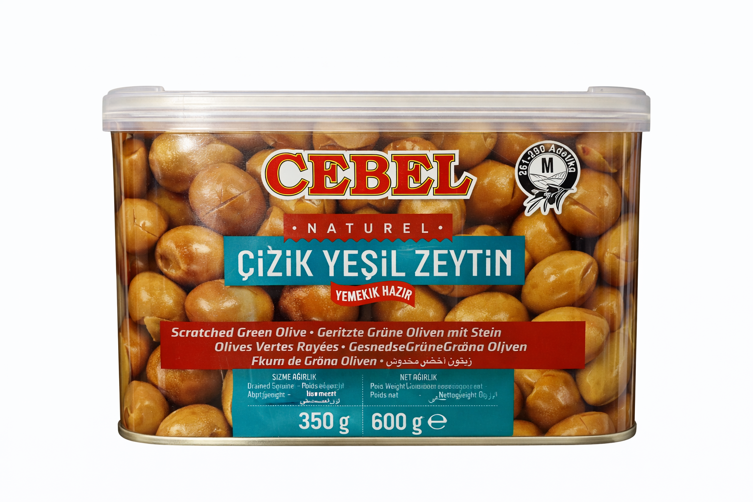Cebel Naturel Çizik Yeşil Zeytin (Scratched Green Olives) – 600g
